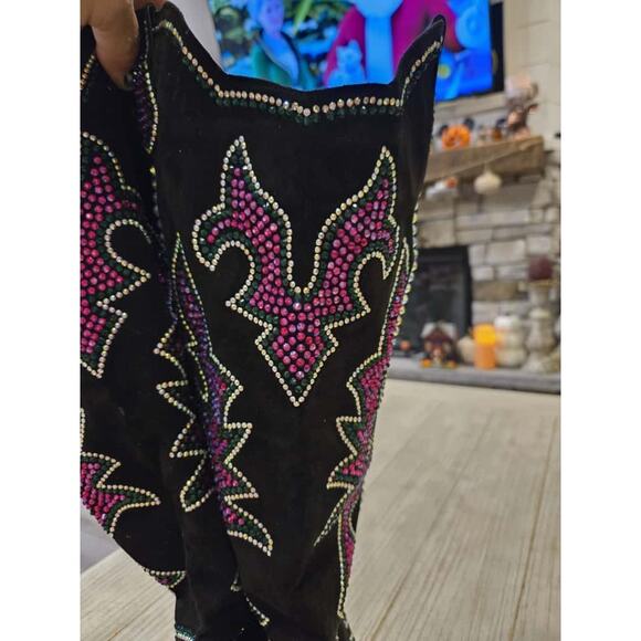 Azalea Wang Women's Western Boots Black Size 10 Rhinestone Embellished - Picture 2 of 10